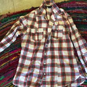 Red and black button up